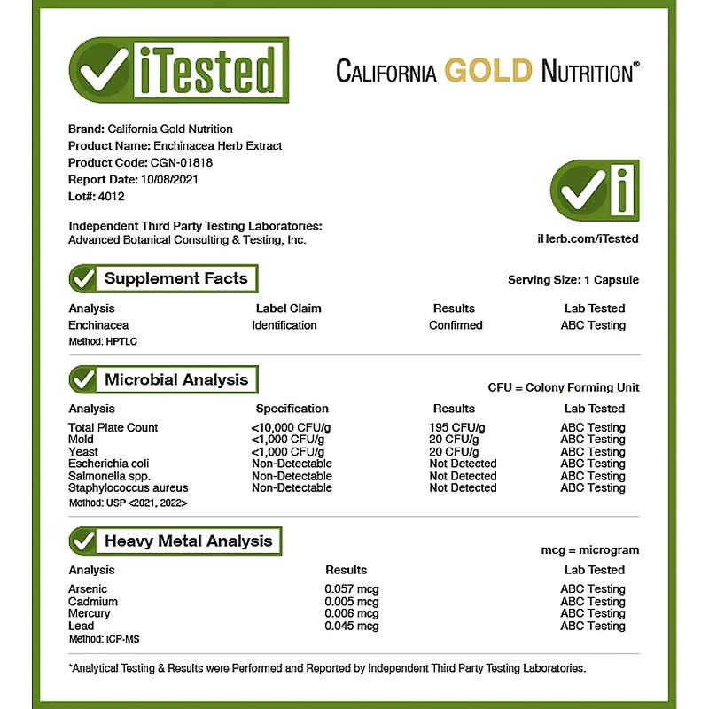 EuroHerbs, Chiết xuất thảo mộc Echinacea, 80 mg, 180 viên của California Gold Nutrition 4 EuroHerbs, Chiết xuất thảo mộc Echinacea, 80 mg, 180 viên của California Gold Nutrition - Ảnh 4