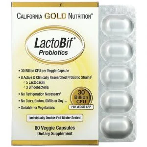 Lợi khuẩn LactoBif Probiotics 30 Billion CFU 60 viên của California Gold Nutrition