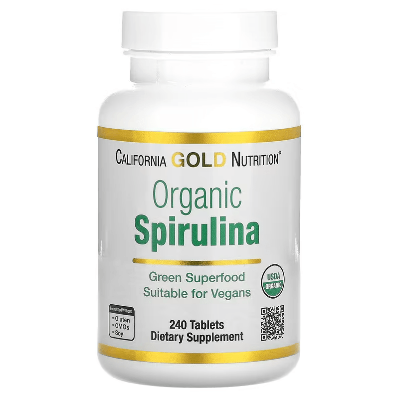 Tảo Spirulina hữu cơ 500 mg California Gold Nutrition chống oxi hóa (240 viên) 1 Tảo Spirulina hữu cơ 500 mg California Gold Nutrition chống oxi hóa (240 viên)