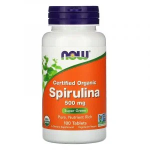 Tảo Spirulina hữu cơ 500 mg hộp 100 viên của Now Foods