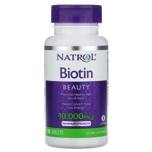 Viên uống hỗ trợ tóc da và móng Biotin 10000 mcg Natrol (100 Viên) của Natrol