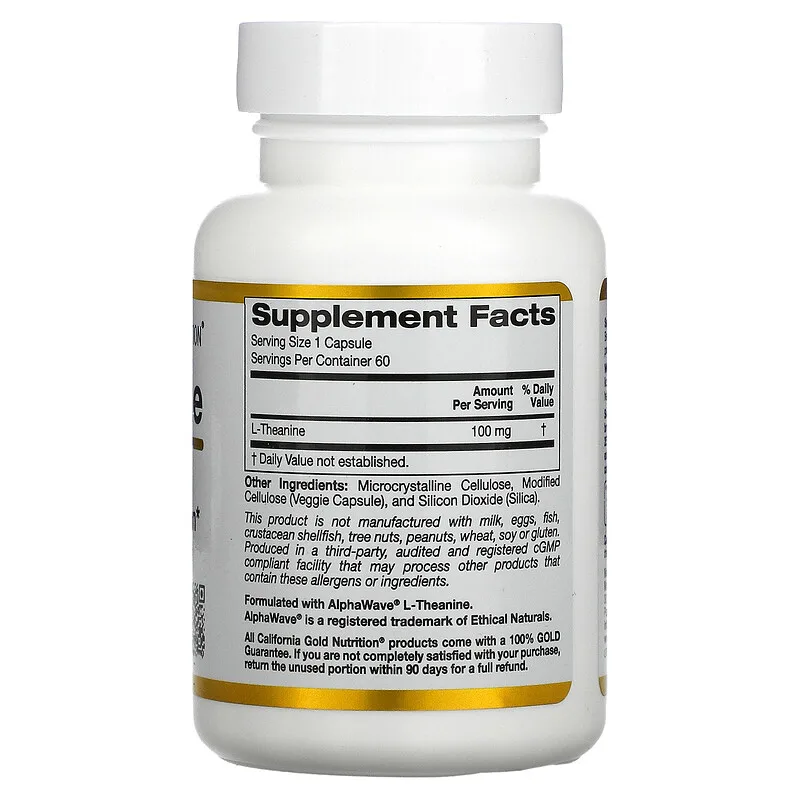 L-Theanine, AlphaWave, Supports Relaxation, Calm Focus, 100 mg hộp 60 viên của California Gold Nutrition 3 L-Theanine, AlphaWave, Supports Relaxation, Calm Focus, 100 mg hộp 60 viên của California Gold Nutrition - Ảnh 3