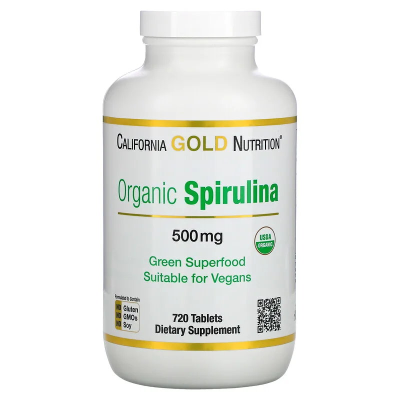 Tảo hữu cơ Organic Spirulina, USDA Organic 500 mg hộp 720 viên của California Gold Nutrition 1 Tảo hữu cơ Organic Spirulina, USDA Organic 500 mg hộp 720 viên của California Gold Nutrition
