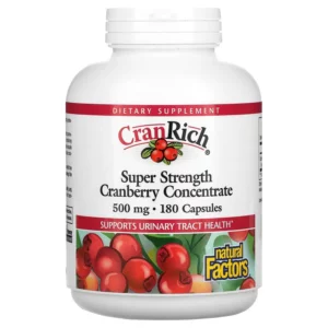CranRich, Super Strength, Cranberry Concentrate, 500 mg hộp 180 viên của Natural Factors