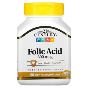 Bổ sung Axit Folic 800 mcg 180 viên Easy to Swallow Tablets 21st Century
