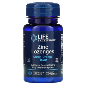 Viêm ngậm kẽm Zinc Lozenges hương cam quyết lọ 60 viên Life Extension