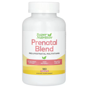 Vitamin tổng hợp Prenatal Blend với Folate và Choline cho bà bầu trước và sau sinh hộp 180 viên của Super Nutrition