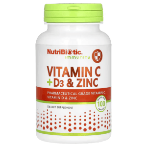 Bổ sung Immunity Vitamin C + D3 và Zinc hộp 100 viên của NutriBiotic