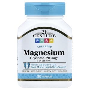 21st Century Healthcare Công ty sản xuất Vitamin hơn 30 tuổi. 10 Chelated Magnesium Glycinate 90 Capsules 100 mg per Capsule của 21st Century