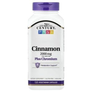 21st Century Healthcare Công ty sản xuất Vitamin hơn 30 tuổi. 9 Cinnamon Plus Chromium, 120 Vegetarian Capsules của 21st Century