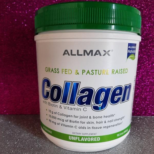 allmax collagen with biotin vitamin c unflavored 15 5 oz 440 g 2