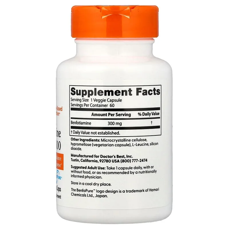 Benfotiamine 300, 300 mg, 60 Veggie Caps của Doctor's Best