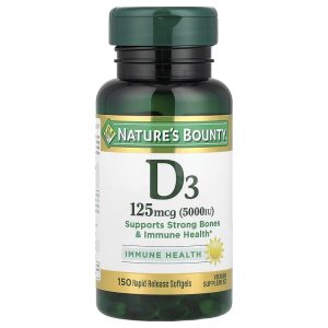 Vitamin D3 125 mcg (5,000 IU), 150 Viên Nang Mềm Giải Phóng Nhanh của Nature's Bounty