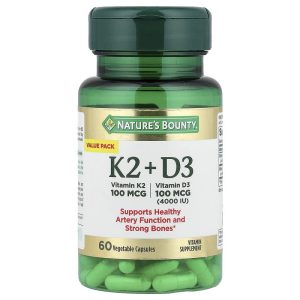 Vitamin K2 + D3, 60 Viên Nang Thực Vật của Nature's Bounty