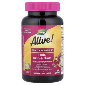 Nature's Way Alive! Hair, Skin & Nails Premium Gummy, Strawberry, 60 Gummies