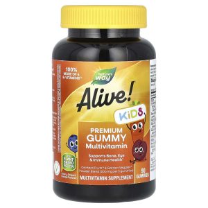 Nature's Way Alive! Kids Premium Gummy Multivitamin, Cherry Grape Orange, 90 Gummies